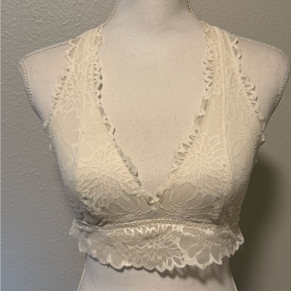 Victorias Secret PINK white lace racerback bralette size M